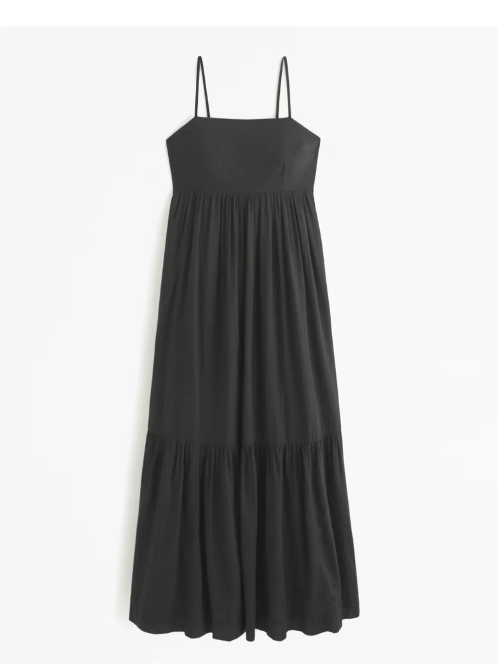 NWT Abercrombie & Fitch Low Back Tiered Maxi Black Cotton Sundress Small Tall